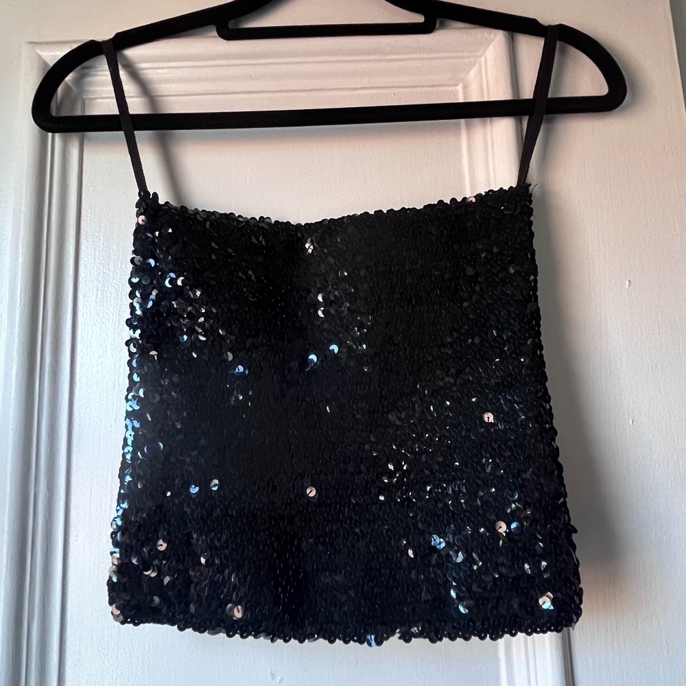 Black Sequin Tube Top Size S
